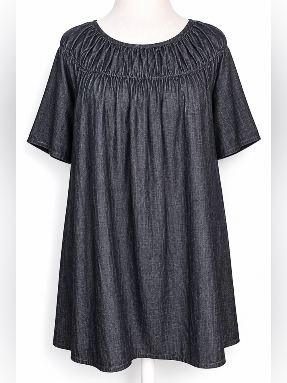 Lane Bryant Dark Wash Chambray Peasant Blouse Dress NWT Size 28